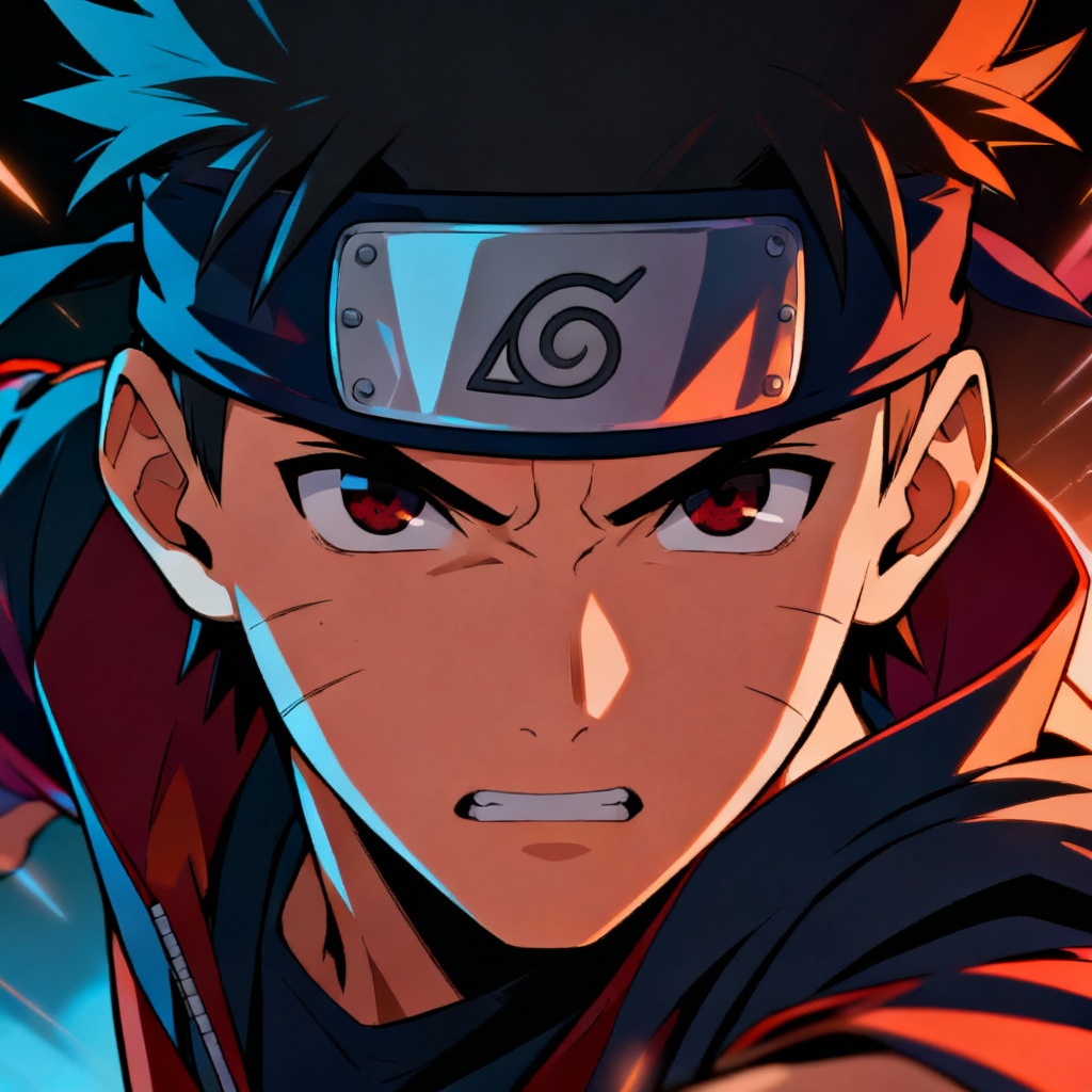 AI anime hero closeup with emblem headband