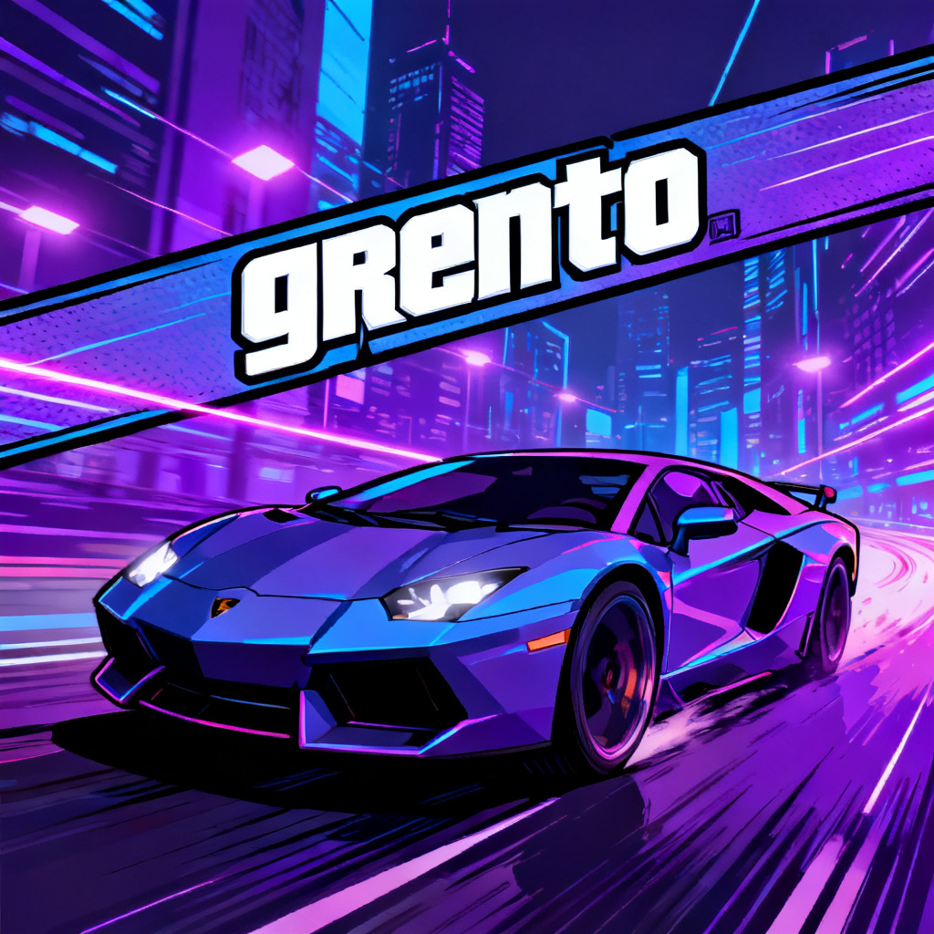 GTA neon night car scene poster effect