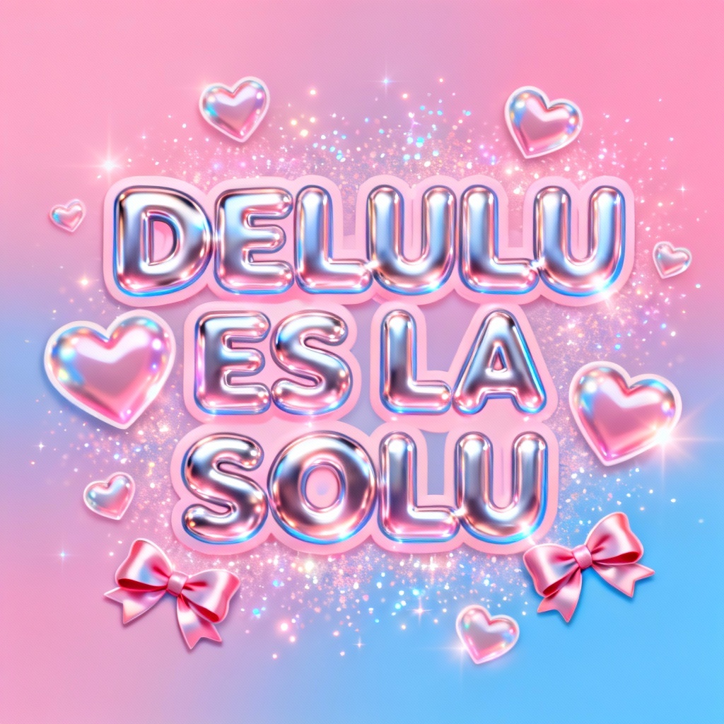 Spanish brainrot delulu collage with chrome bubble letters