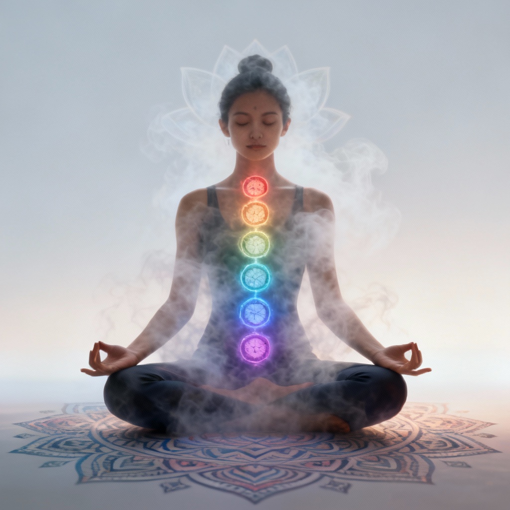 Chakra rainbow aura meditation image