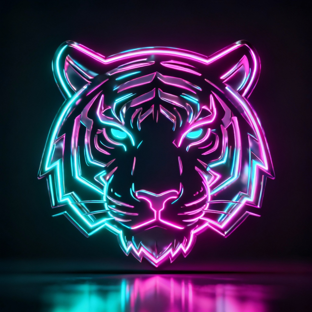 AI neon cyberpunk tiger head logo design