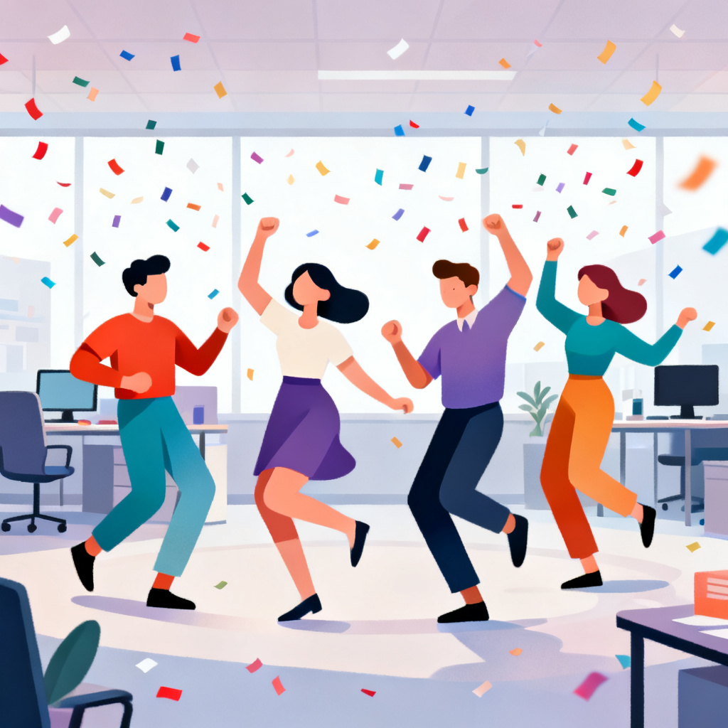 AI flat cartoon office dance loop