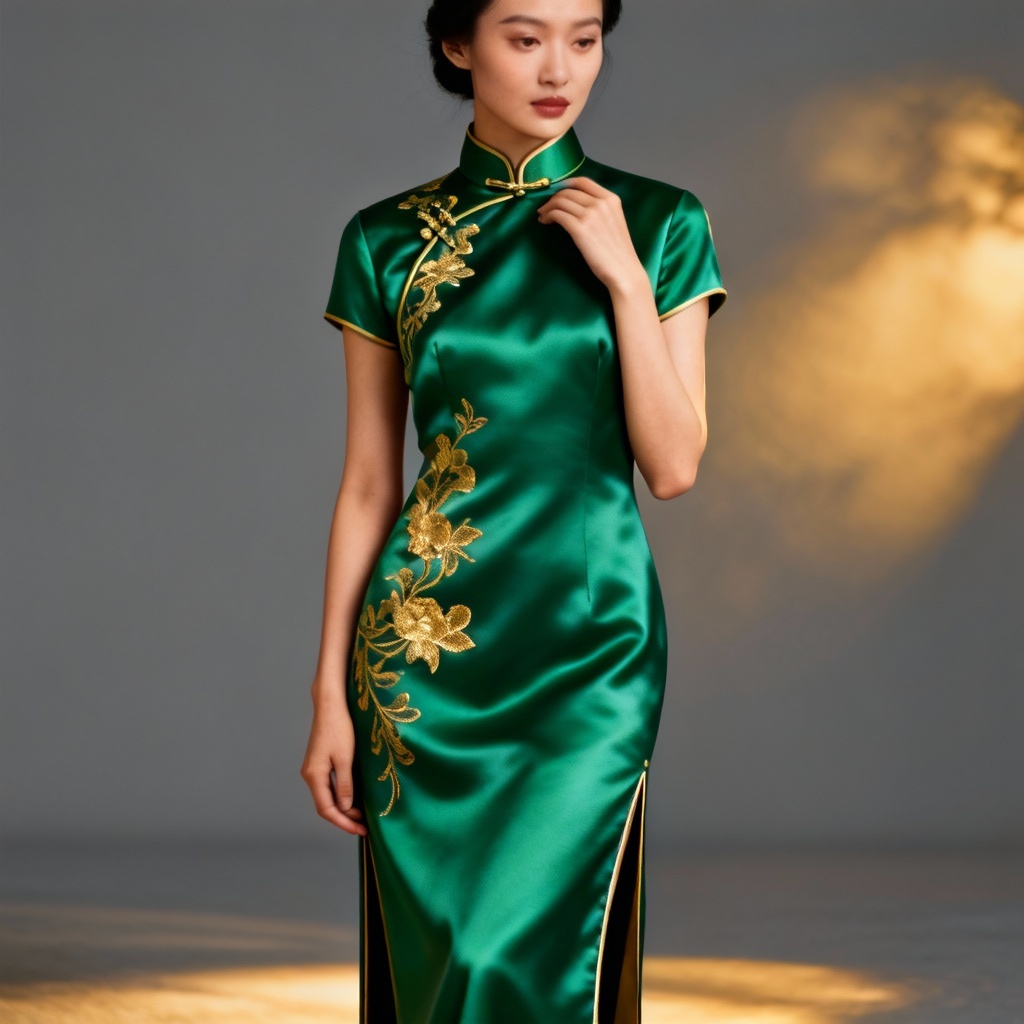 AI cultural cheongsam-inspired satin gown