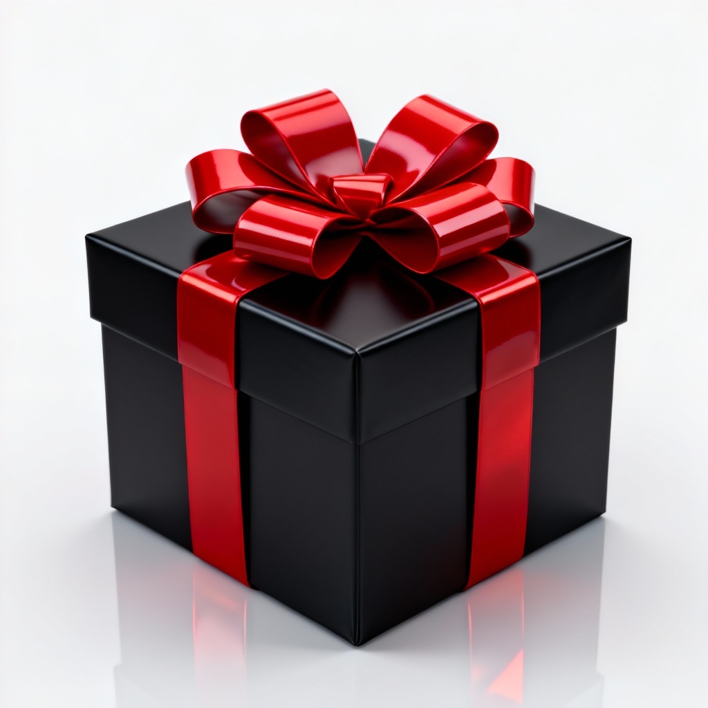 Premium gift box with glossy red large ribbon bow