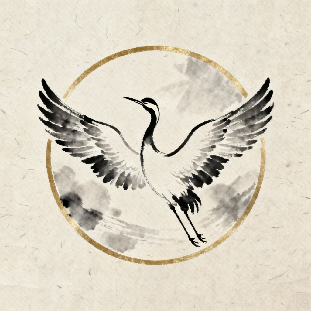 AI Kamon Inspired Crane Family Crest