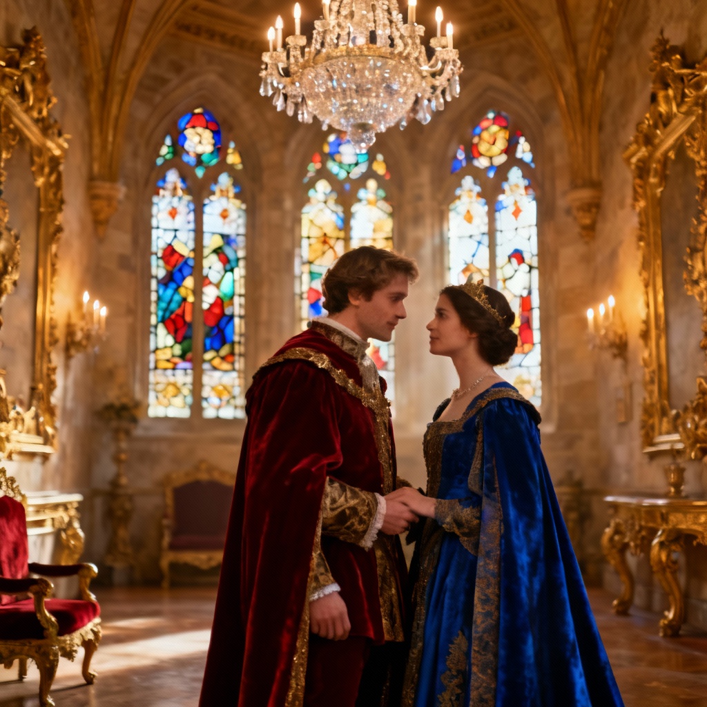 AI royal wedding castle hall