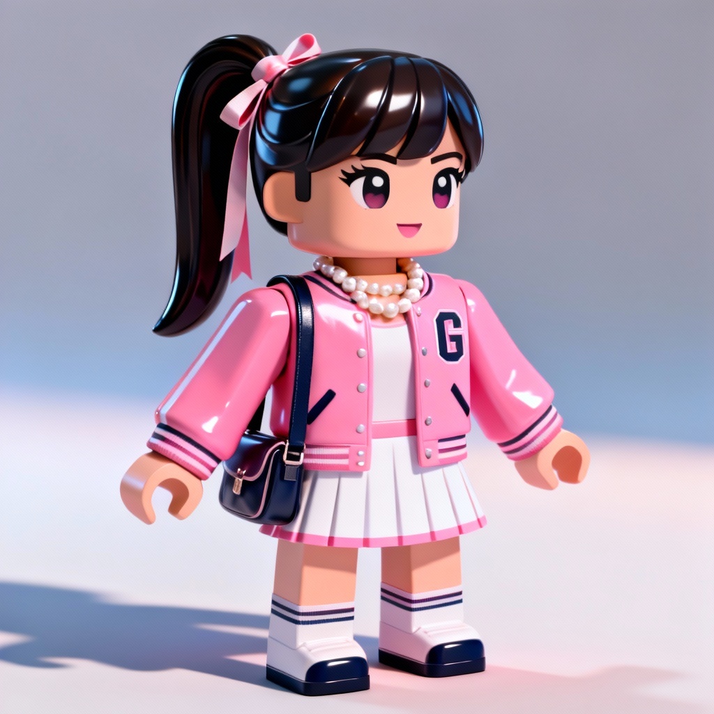 AI Roblox avatar girl preppy pink outfit