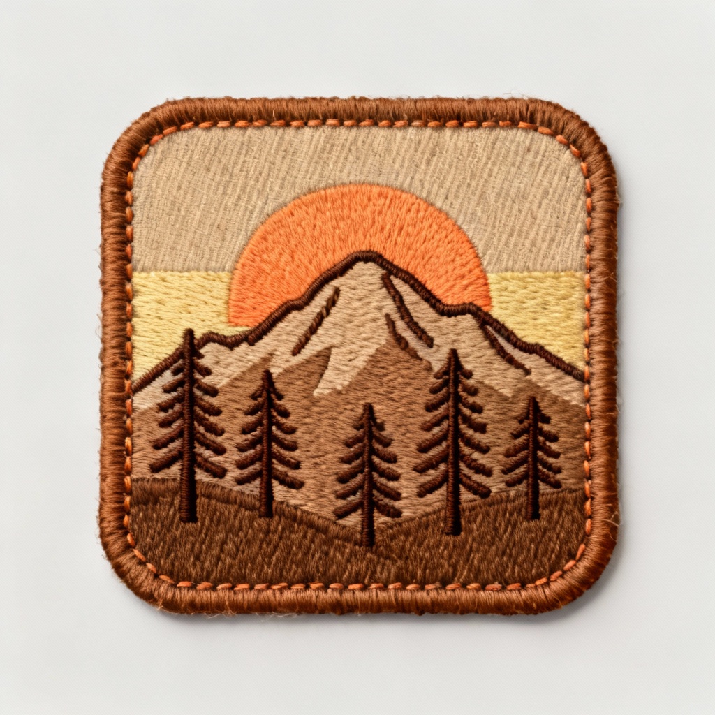 Nature patch badge with mountains and sunrise
