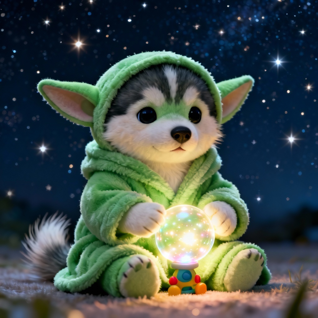Husky pet to Baby Yoda filter with robe