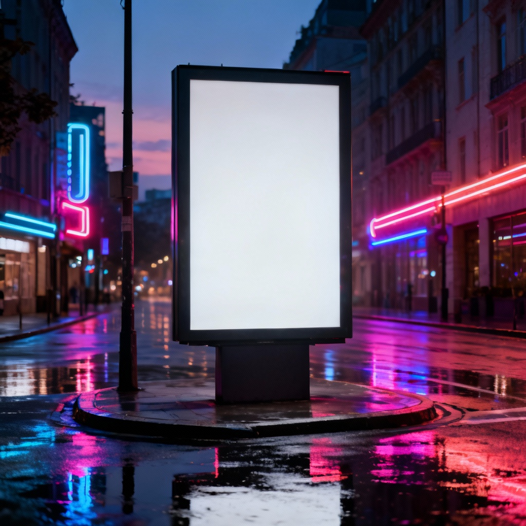 AI billboard poster mockup in city street
