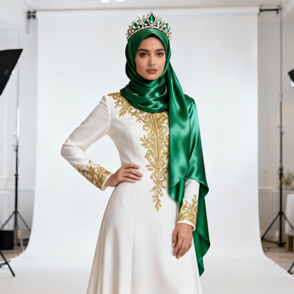 AI Modern Emerald Nikah Bridal Look