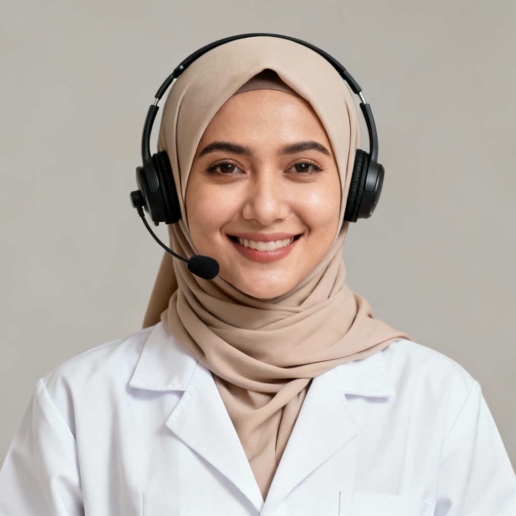 AI telemedicine doctor hijab portrait