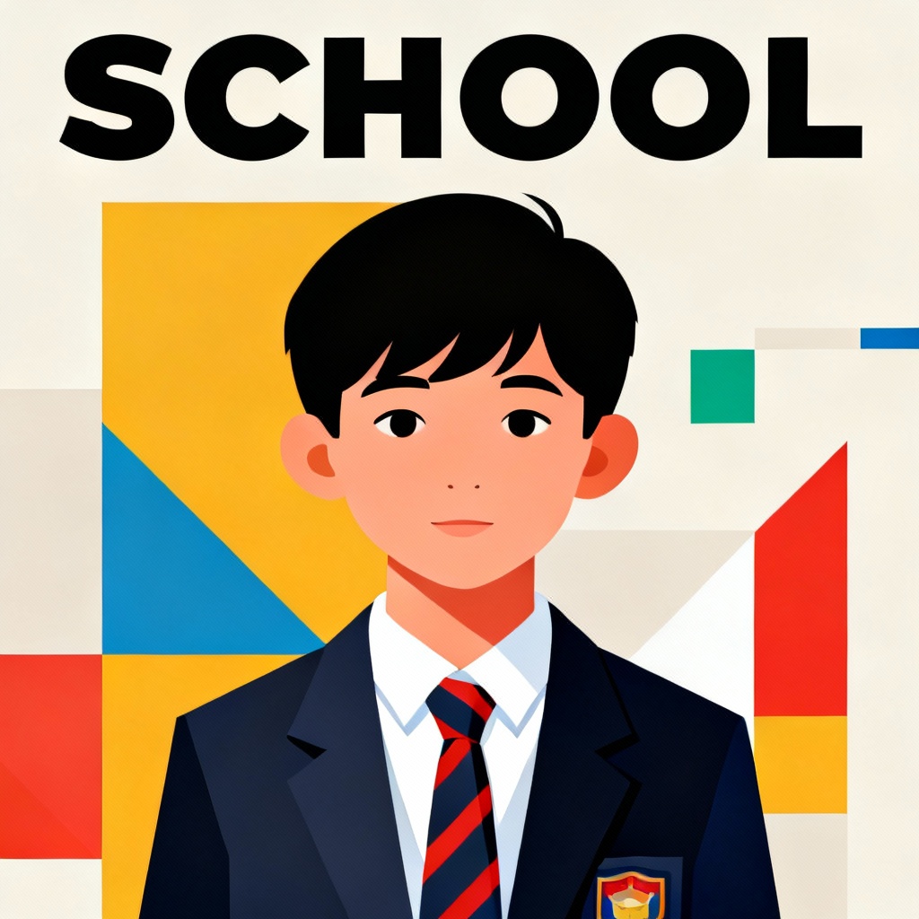 Vector poster of schoolboy in uniform