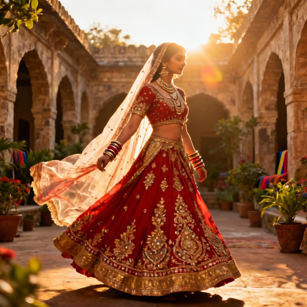 AI embroidered bridal lehenga wedding outfit