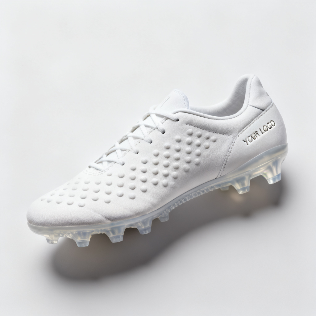 AI minimalist white soccer boot design