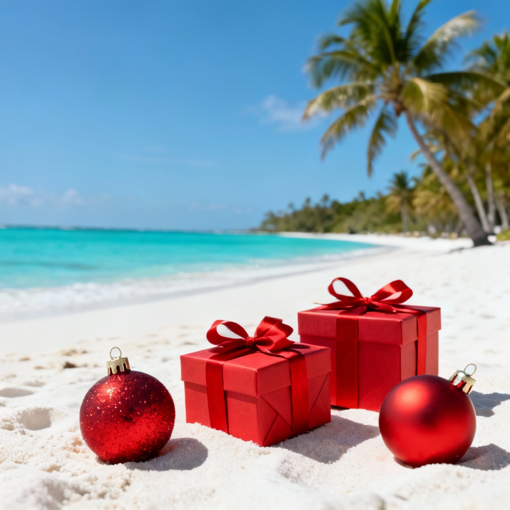 Tropical holiday beach background with ornaments