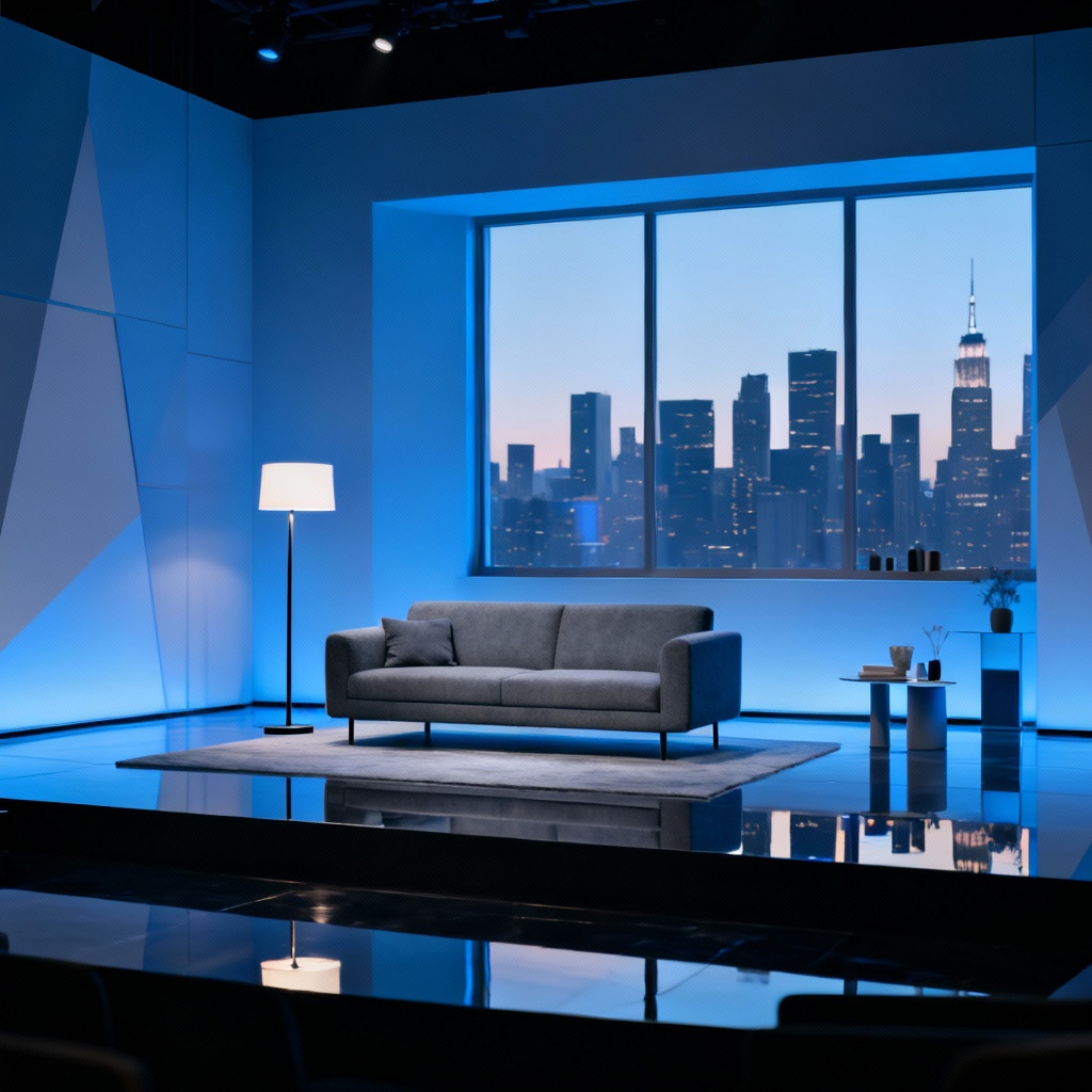 AI modern apartment stage scene