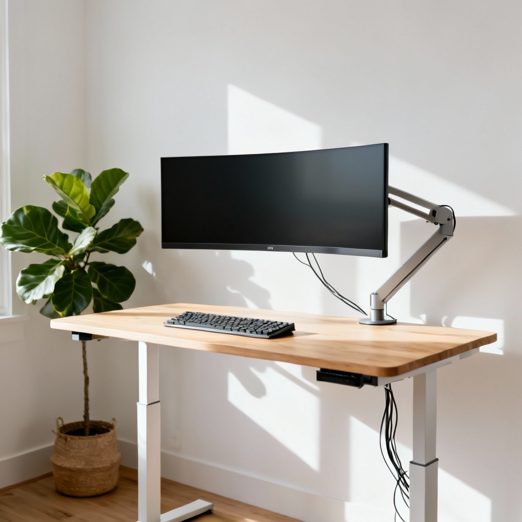 AI Scandinavian home office with natural light