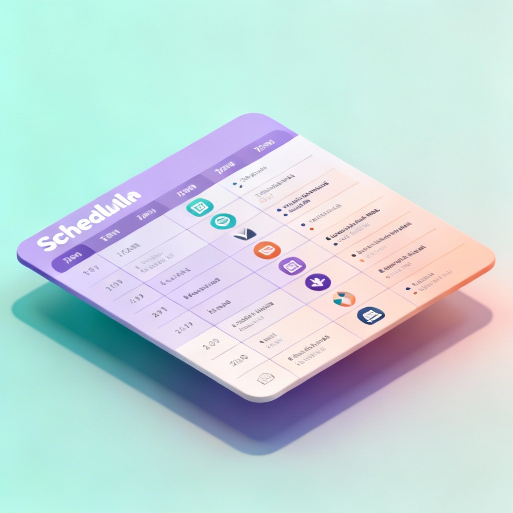 Isometric AI agenda card for virtual conference schedule