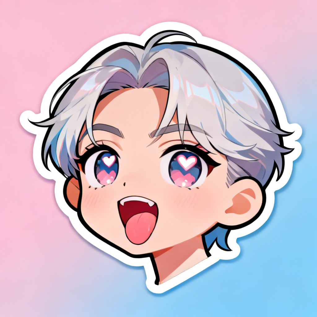 AI kawaii sticker ahegao face