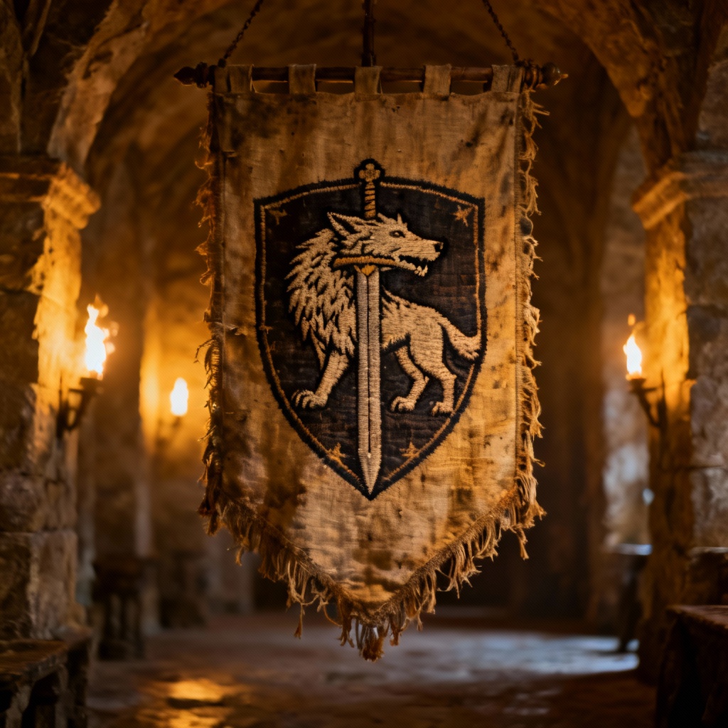 AI medieval house banner with sigil