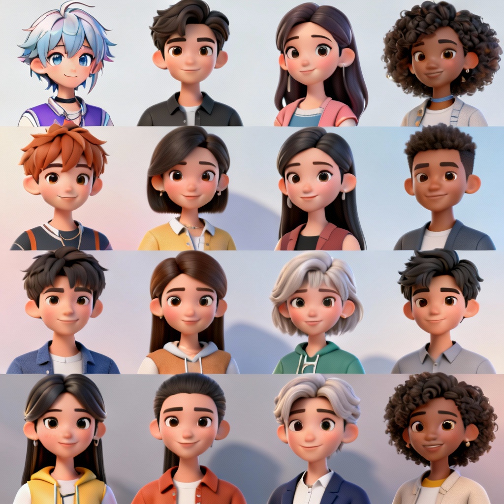 AI avatar collage showcasing anime, realistic, and cartoon styles