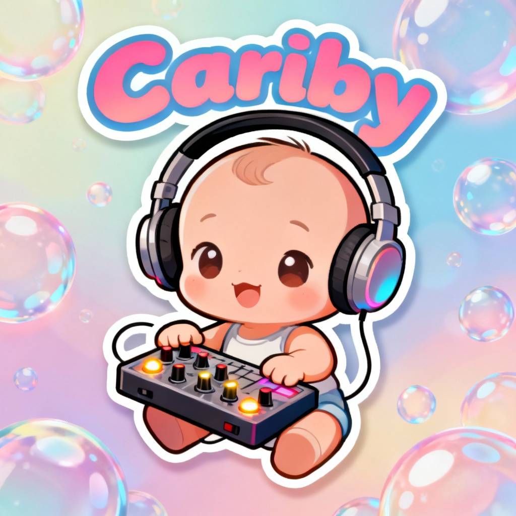 AI cartoon baby DJ podcast mascot cover
