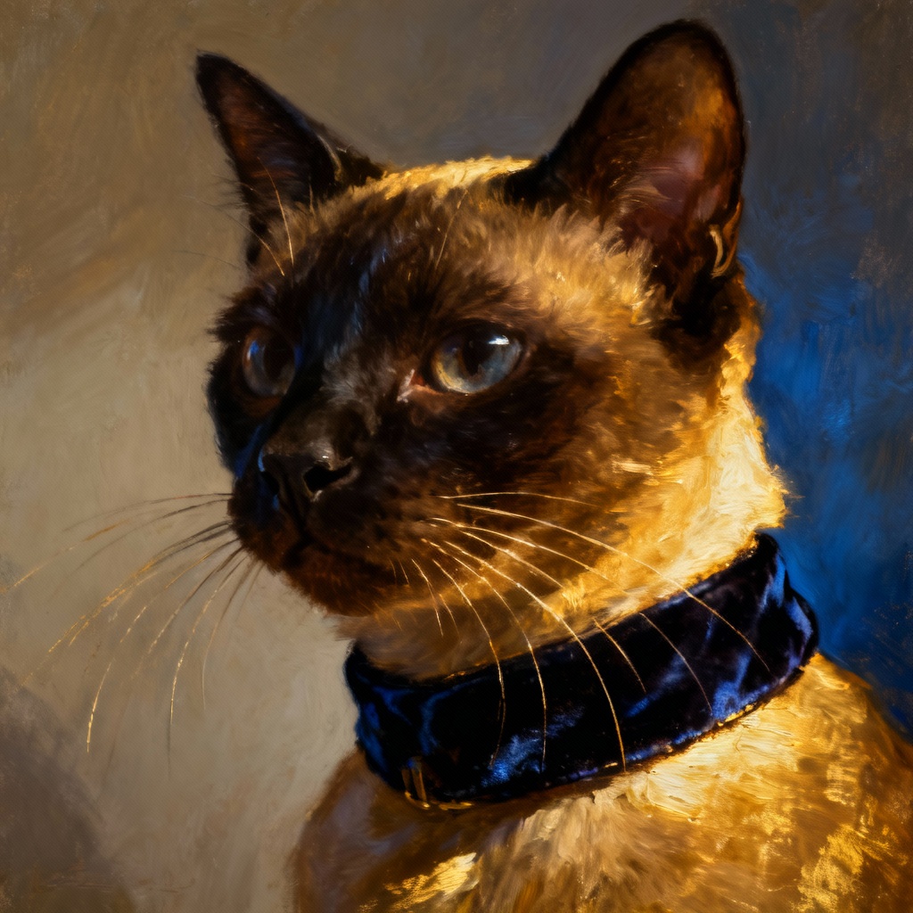AI realistic siamese cat portrait