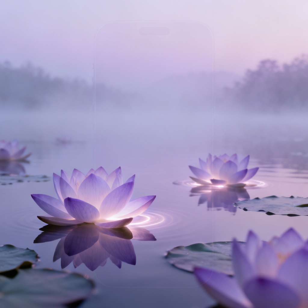 AI lotus soft petals mist wallpaper