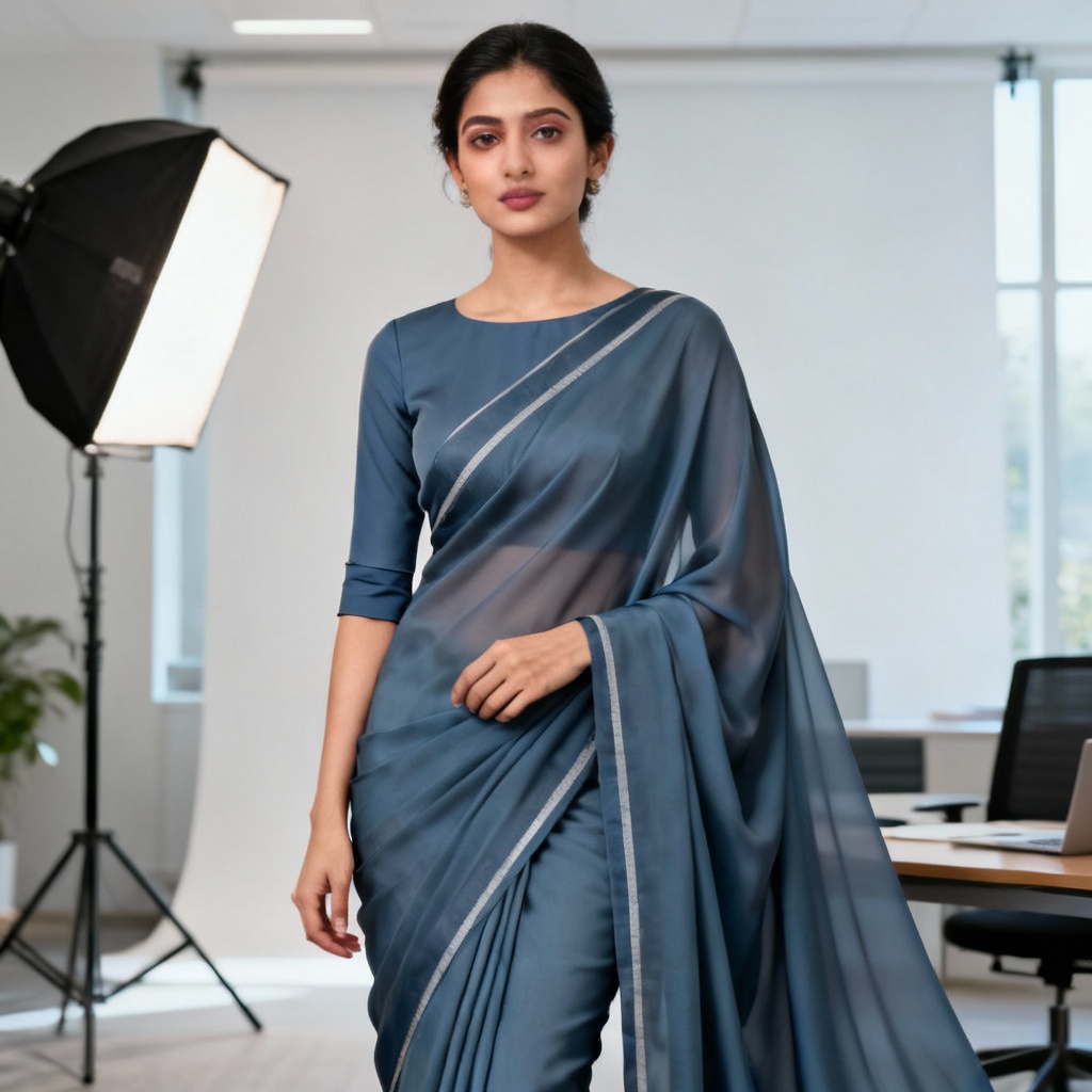 AI georgette office wear saree with minimal style