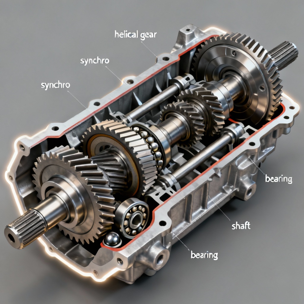 AI gearbox cross-section showing gears and bearings