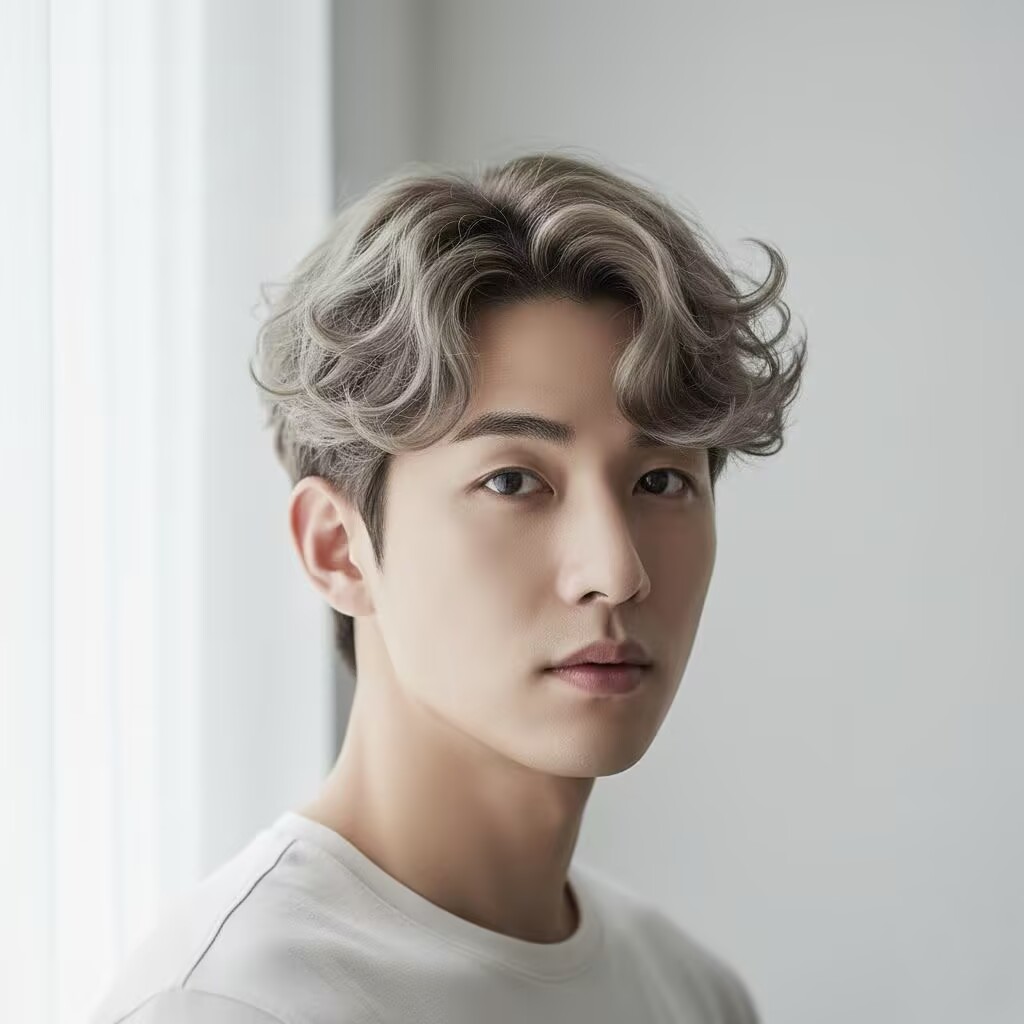 Spin Swallow Perm Korean Male Hairstyle 
