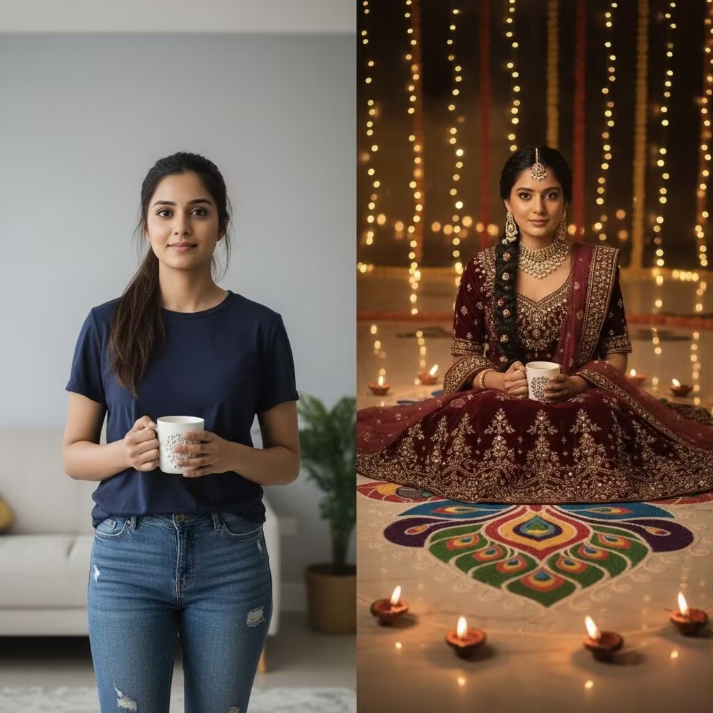 Free AI Diwali Photo Generator, Beautiful Festive Portraits for Girls, Boys & Couples