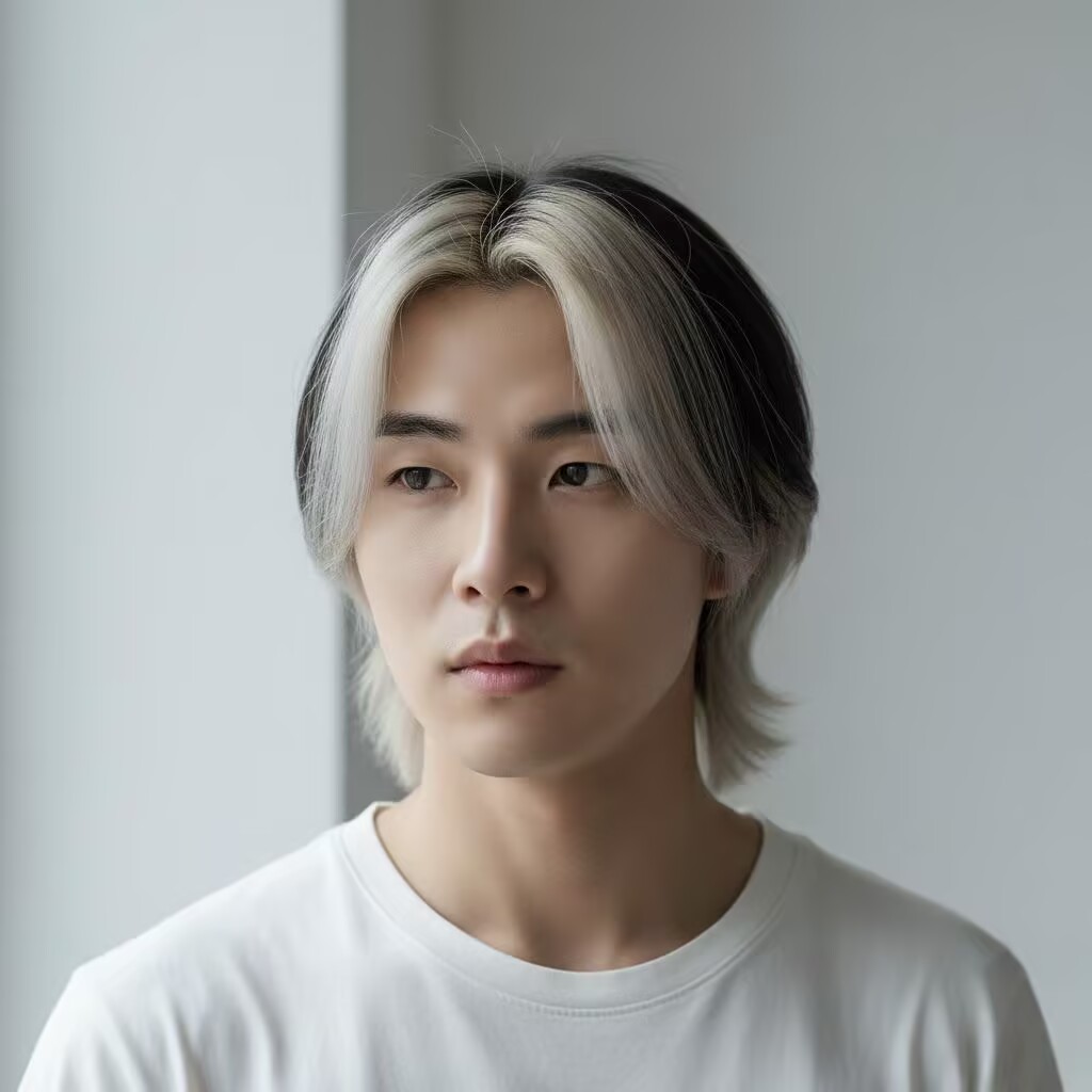 Bleached or Tinted Bangs Korean Male Hairstyle 
